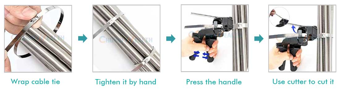 install Ball Lock Type Stainless Steel Cable Tie
