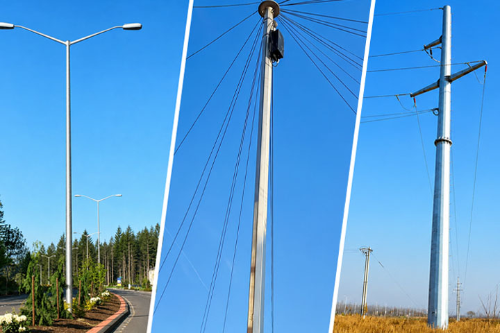Round vs Octagonal vs Polygonal Metal Electrical Poles-2